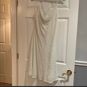 Adrianna Papell White Sparkly Dress
